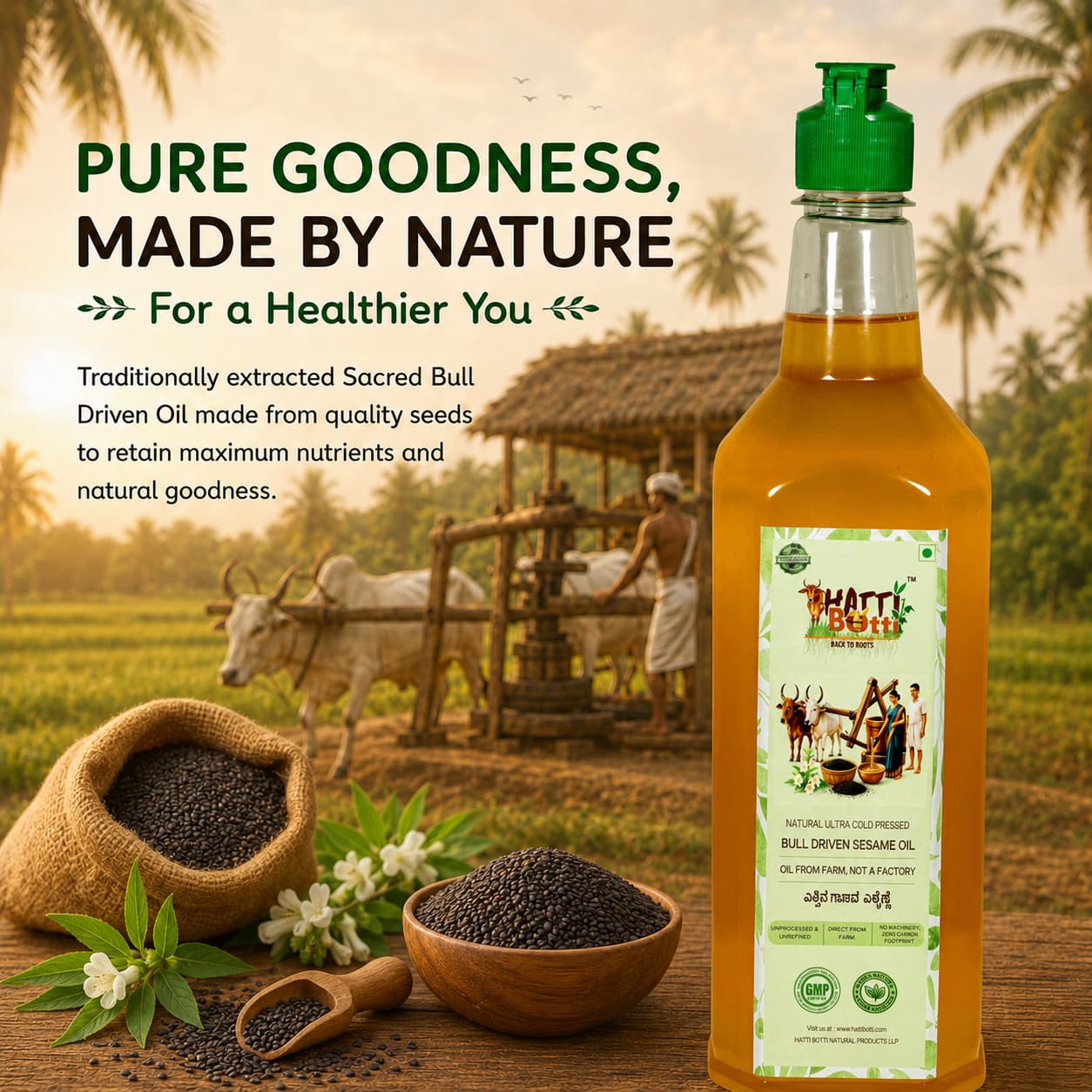 Pure Bull-Driven Black/Brown Sesame Oil — Nandi's Blessing