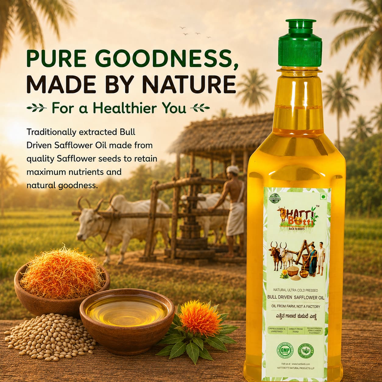 Pure Bull-Driven Safflower Oil — Nandi's Blessing