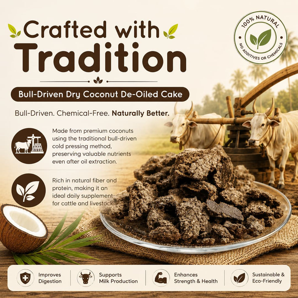 Bull Driven Dry Coconut Hindi/Cake (De-Oiled Cake)