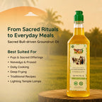 Nandi's Blessing groundnut oil bottle suited for daily cooking, traditional recipes, and temple lamps.